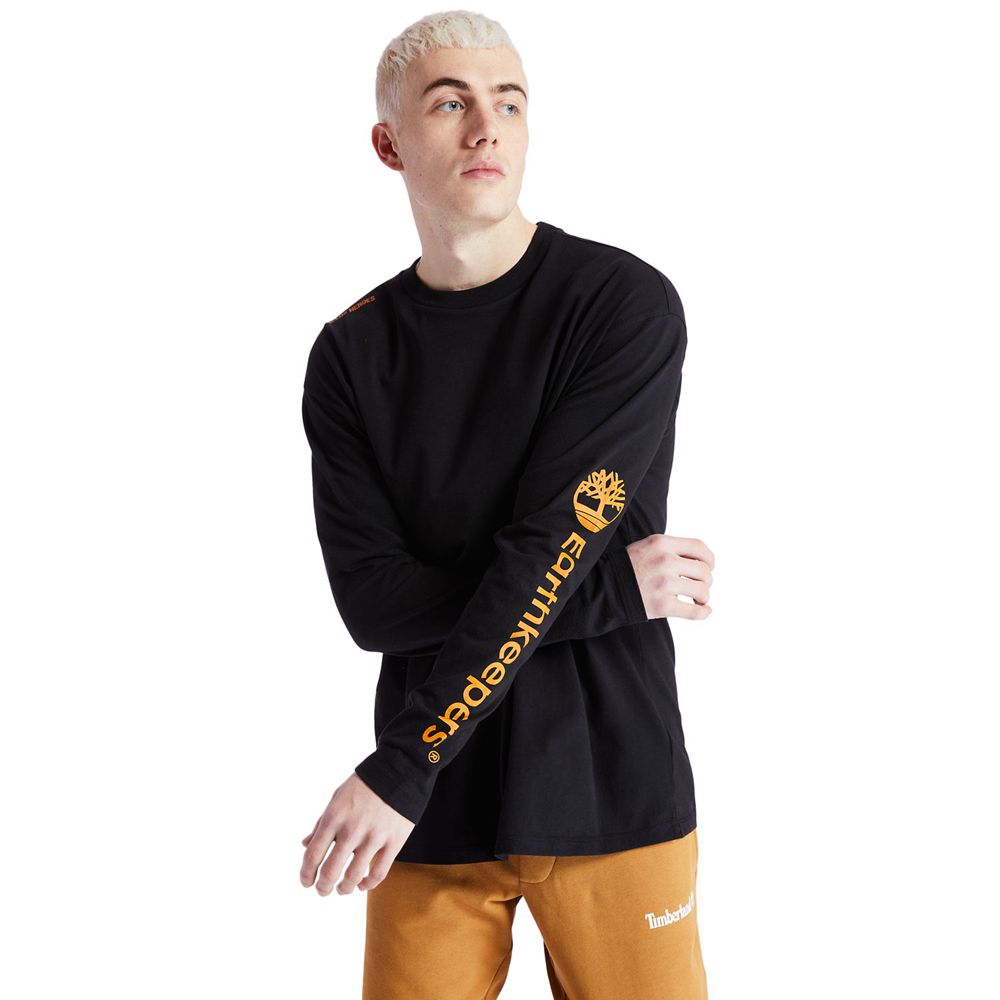 Timberland Μπλουζάκια Ανδρικα Μαυρα - Ecoriginal Ek+ Long-Sleeve - Greece 9652831-VC